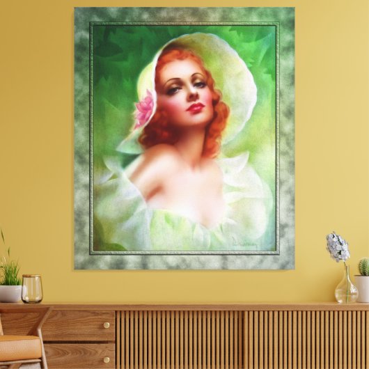 Red Headed Woman door Pearl Frush Brudon Canvas Afdruk (Insitu (Woonkamer))