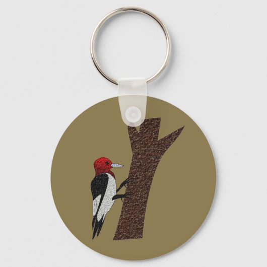 Red Headed Woodpecker Sleutelhanger (Voorkant)