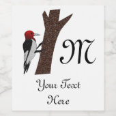 Red Headed Woodpecker Wijn Etiket (Enkel label)