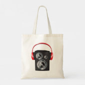 Red Headphones Canvas tas (Achterkant)