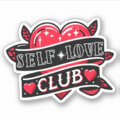 Red Hear Zelf Liefde Club Sticker (Voorkant)