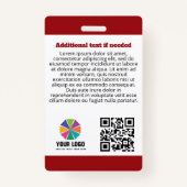 Red Hearing Assistance Dog Logo QR Foto-ID Badge (Achterkant)