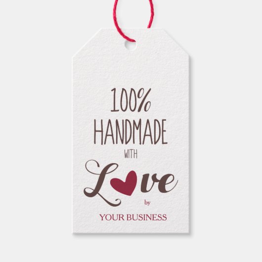 Red Heart 100% Quote Craft Articles Handmade Cadeaulabel (Voorkant)