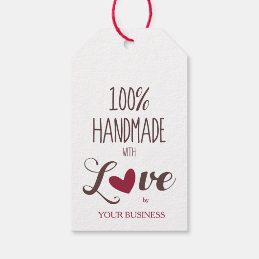 Red Heart 100% Quote Craft Articles Handmade Cadeaulabel (Achterkant)
