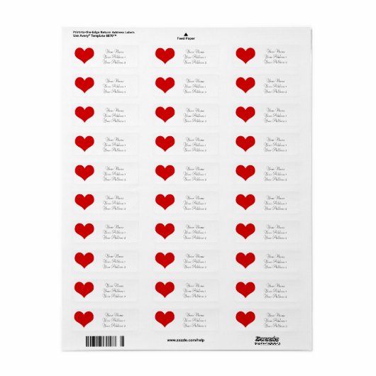 Red Heart aangepaste Adresetiketten Etiket (Full Sheet)