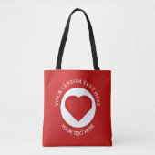Red Heart aangepaste tekst Canvas tas (Voorkant)