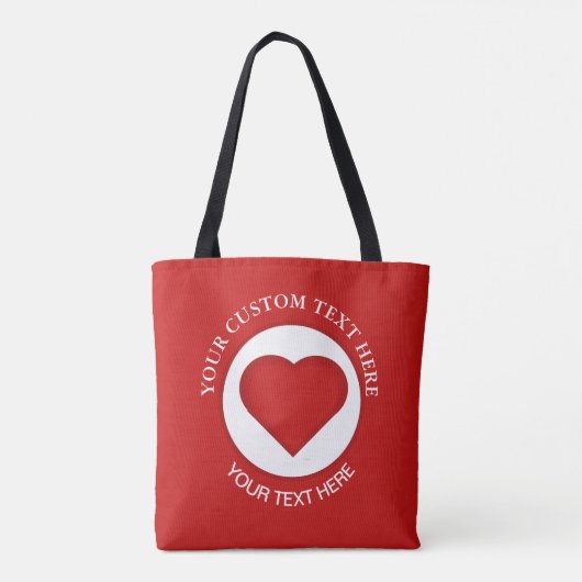 Red Heart aangepaste tekst Canvas tas (Achterkant)