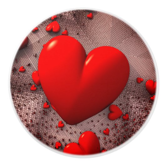 Red Heart Abstract Fractal Keramische Knop (Voorkant)