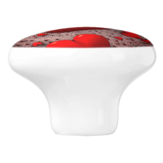 Red Heart Abstract Fractal Keramische Knop (Zijkant)