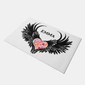 Red heart angel black wings deurmat (Schuin)