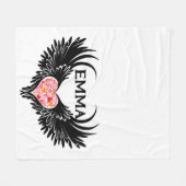 Red heart angel black wings fleece deken (Voorkant (Horizontaal))