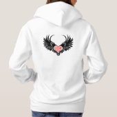 Red heart angel black wings hoodie (Achterkant)