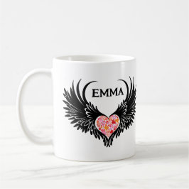 Red heart angel black wings koffiemok