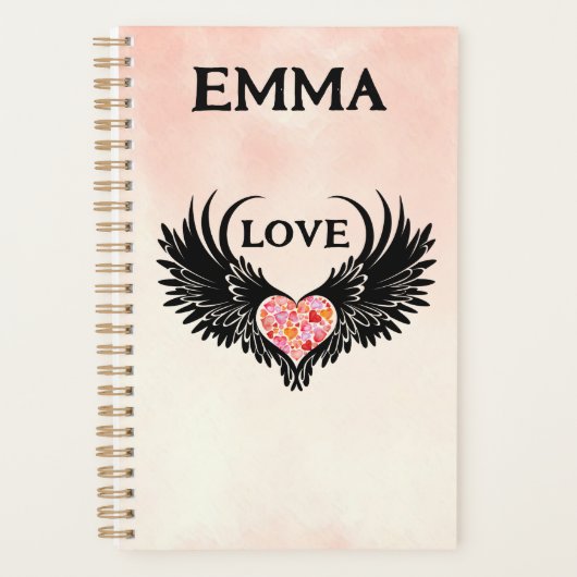 Red heart angel black wings planner (Voorkant)
