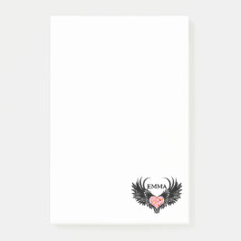 Red heart angel black wings post-it® notes
