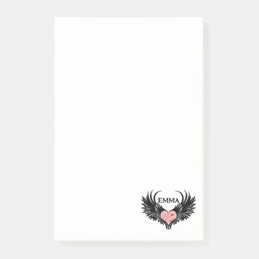 Red heart angel black wings post-it® notes (Voorkant)