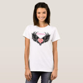 Red heart angel black wings t-shirt (Voorkant volledig)
