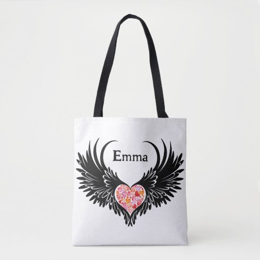 Red heart angel black wings tote bag (Voorkant)