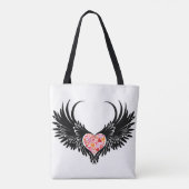 Red heart angel black wings tote bag (Achterkant)