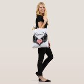 Red heart angel black wings tote bag (Op model)