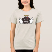 Red Heart Angel Wings Paw Naam hond Memorial toevo Tri-Blend Shirt (Voorkant)