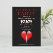 Red Heart Anti-Valentijn Day Party Kaart (Staand voorkant)