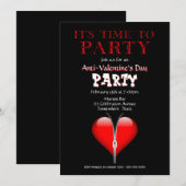 Red Heart Anti-Valentijn Day Party Kaart (Voorkant / Achterkant)