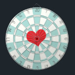 RED HEART Aqua en White Dartbord<br><div class="desc">RED HEART Aqua en White Dart Board</div>