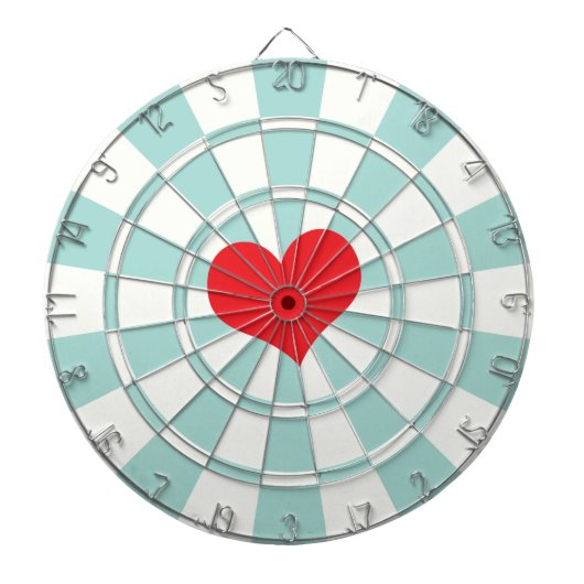 RED HEART Aqua en White Dartbord (Voorkant)