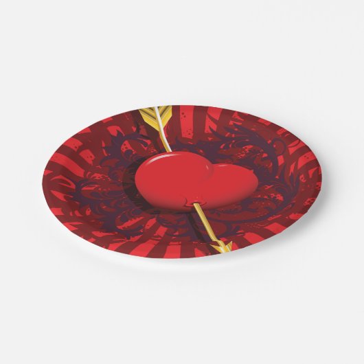 Red Heart Arrow Papieren Bordje (Gekanteld)