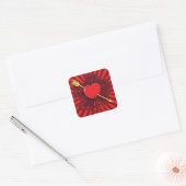 Red Heart Arrow Vierkante Sticker