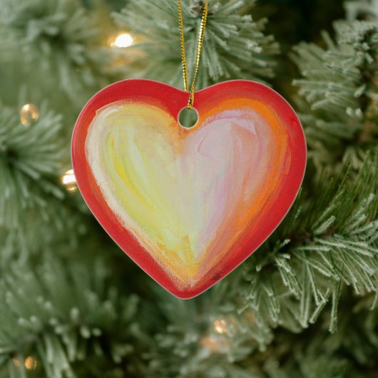 Red Heart Art Custom Holiday Gift Ornaments Keramisch Ornament (Boom)