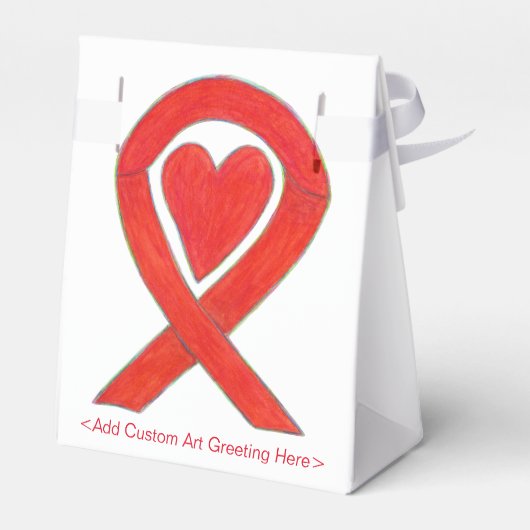 Red Heart Awareness Ribbon Art Party Favor Box Bedankdoosjes (Achterkant)