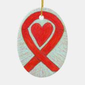 Red Heart Awareness Ribbon Ceramic Art Ornamed Keramisch Ornament (Voorkant)