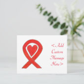 Red Heart Awareness Ribbon Custom Briefkaart (Staand voorkant)