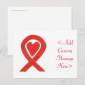 Red Heart Awareness Ribbon Custom Briefkaart (Voorkant / Achterkant)