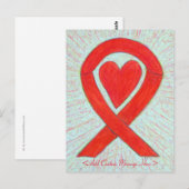 Red Heart Awareness Ribbon Custom Briefkaart (Voorkant / Achterkant)