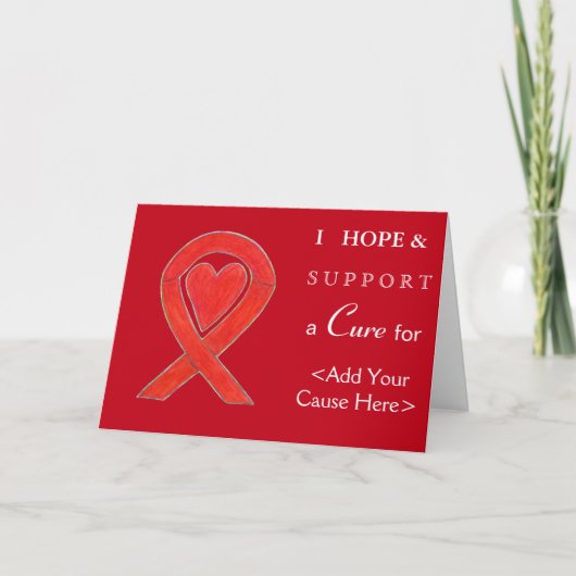 Red Heart Awareness Ribbon Custom Want Note-kaarte Kaart (Voorkant)