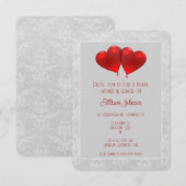 Red Heart-ballonnen Bridal Shower-uitnodiging Kaart (Voorkant / Achterkant)