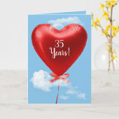 Red Heart Balloon for 35th anniversary Kaart (Gele Bloem)