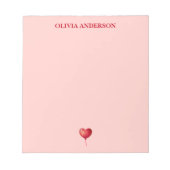 Red Heart Balloon Valentines Day Personalized  Notitieblok (Voorkant)