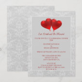 Red Heart Balloons Rehearsal Dinner Invitation Kaart (Voorkant / Achterkant)