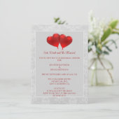 Red Heart Balloons Rehearsal Dinner Invitation Kaart (Staand voorkant)