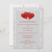 Red Heart Balloons Rehearsal Dinner Invitation Kaart (Voorkant)