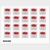 Red Heart Balloons Weddenschap Vierkante Sticker (Vel)