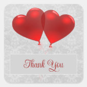 Red Heart Balloons Weddenschap Vierkante Sticker (Voorkant)