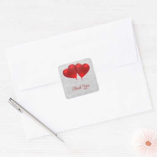Red Heart Balloons Weddenschap Vierkante Sticker (Envelop)