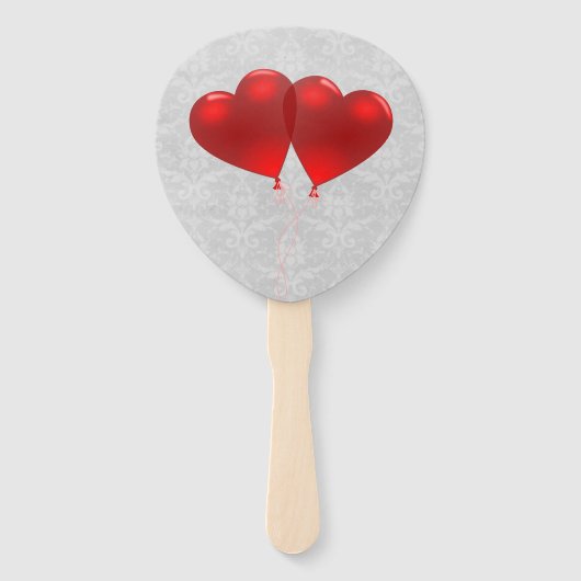 Red Heart Balloons Weddenschap voor handhand Handwaaier (Achterkant)