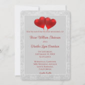 Red Heart Balloons Wedding Invitation Kaart (Voorkant)