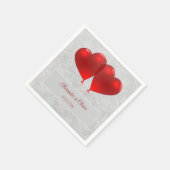 Red Heart Balloons Wedding Napkins Servet (Hoek)